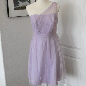 David's Bridal Lavender Purple One Shoulder Dress with Sheer Layer Size 8